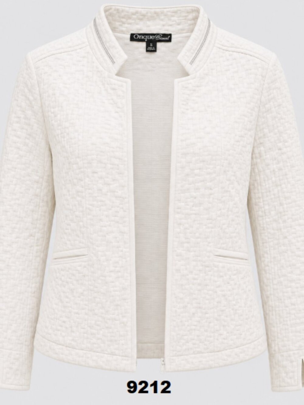 NWT Onque Casual Marina Day Trip Fly-Away Texture Jacket W/Rhinestone Collar XLg